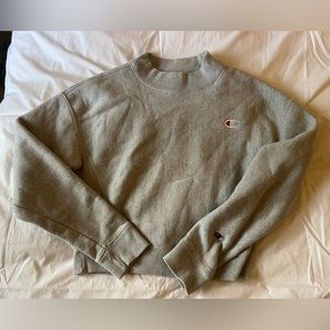 Champion Cropped Grey Collared Sweatshirt Size Small